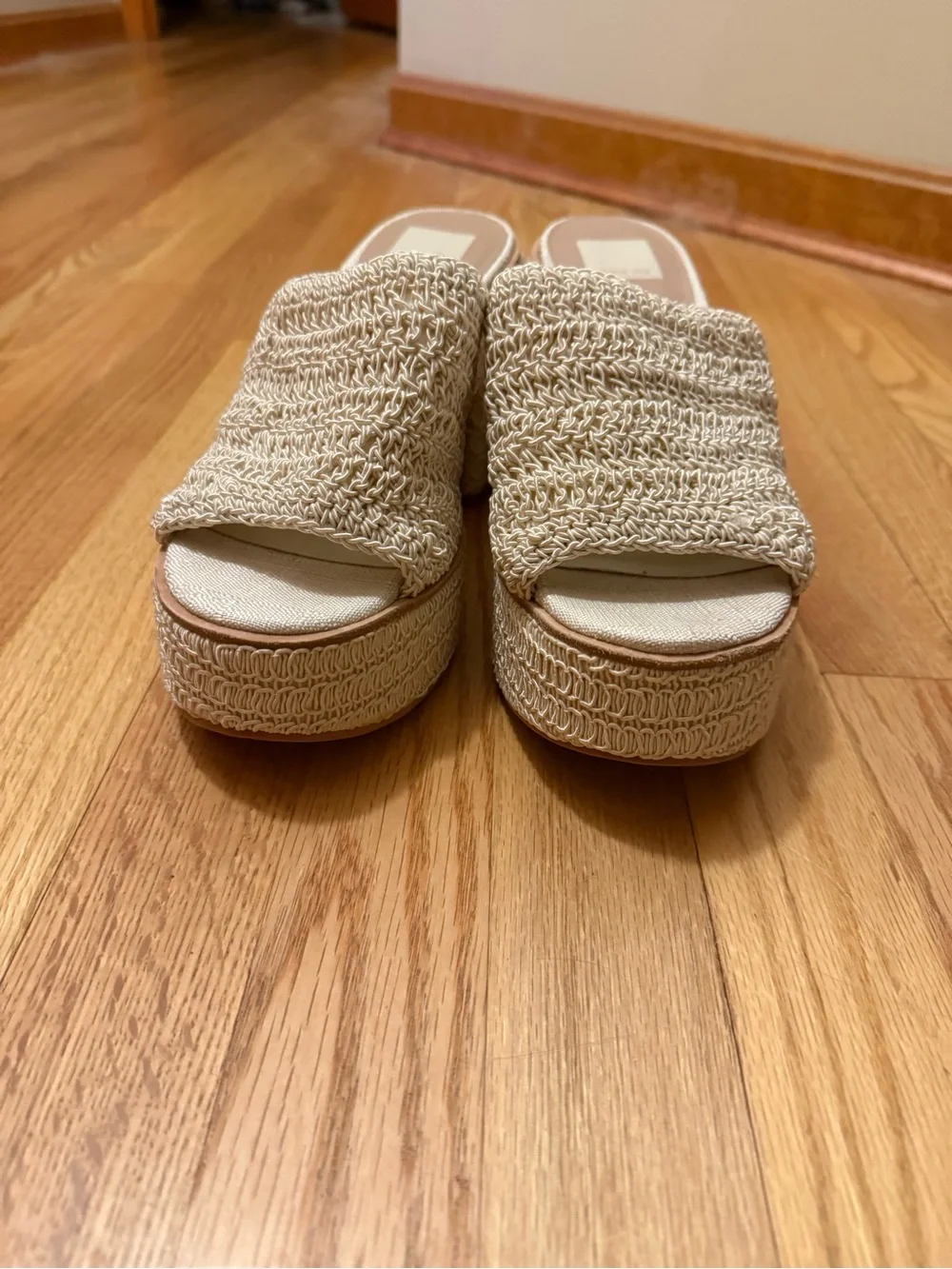 Dolce Vita Beige Woven Platform Mule Sandals